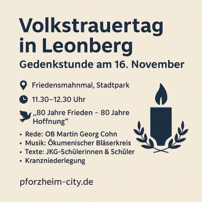 Leonberg lädt zur Gedenkstunde am Volkstrauertag im Stadtpark ein
